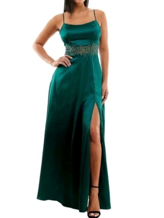City Triangle Dresses & Skirts - City Triagle Satin Gown, Emerald Prom or Formal Dress, Womens size 1 Floral